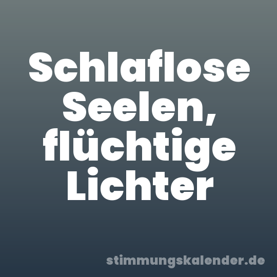 Schlaflose Seelen, flüchtige Lichter