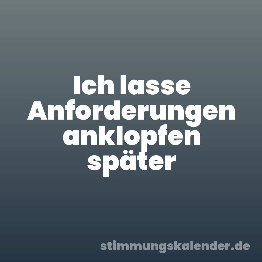 Ich lasse Anforderungen anklopfen später