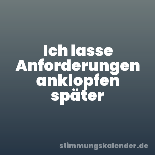 Ich lasse Anforderungen anklopfen später