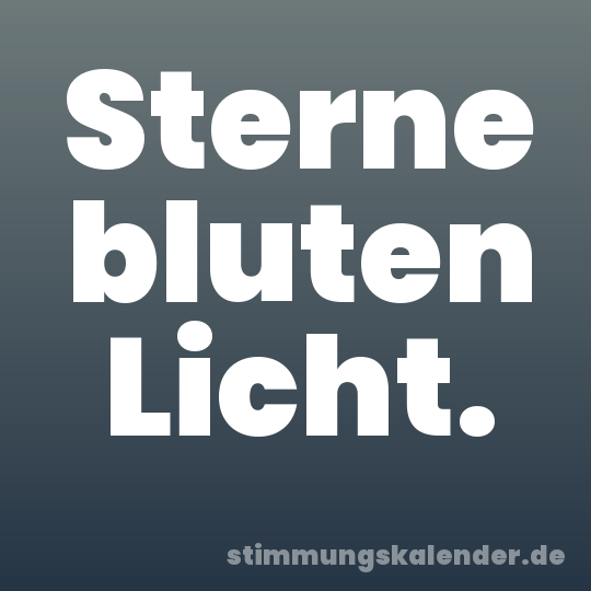 Sterne bluten Licht.