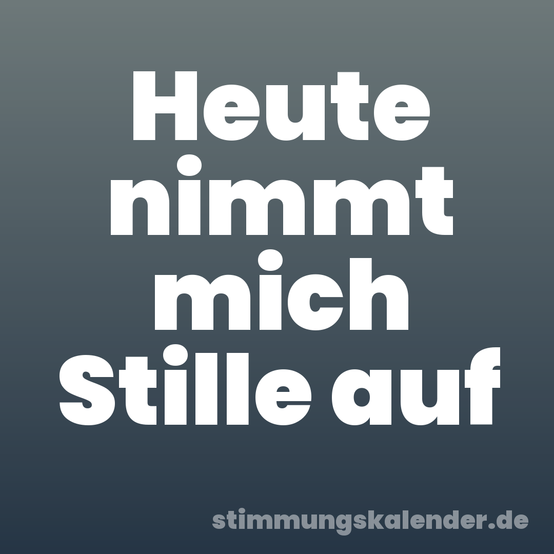 Heute nimmt mich Stille auf