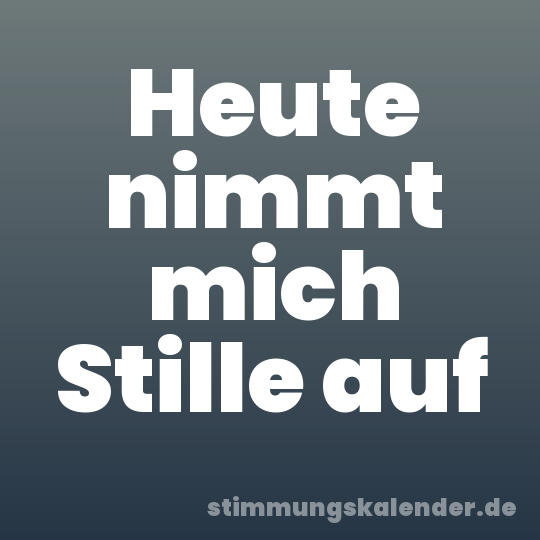 Heute nimmt mich Stille auf