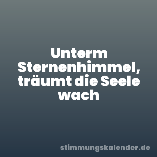 Unterm Sternenhimmel, träumt die Seele wach