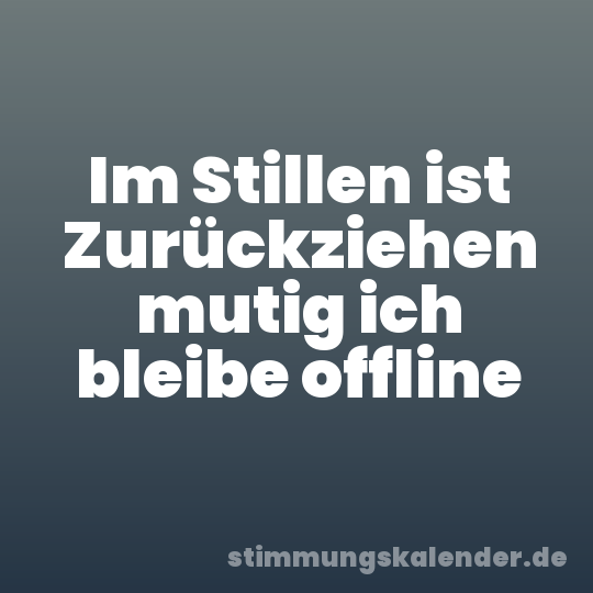 Im Stillen ist Zurückziehen mutig ich bleibe offline
