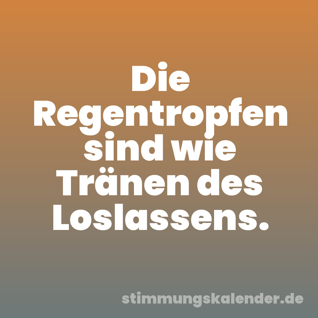 Die Regentropfen sind wie Tränen des Loslassens.