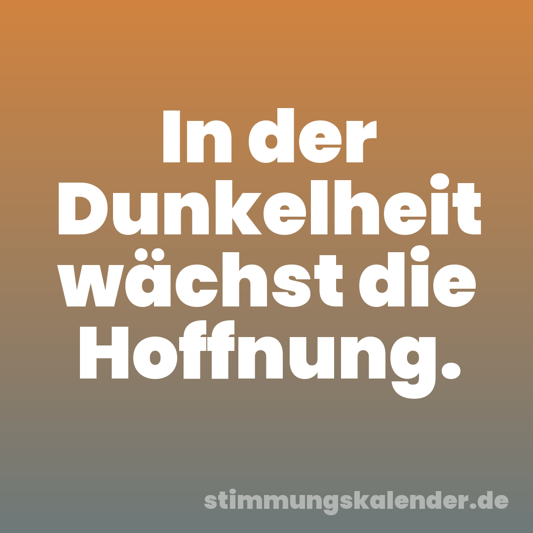 In der Dunkelheit wächst die Hoffnung.