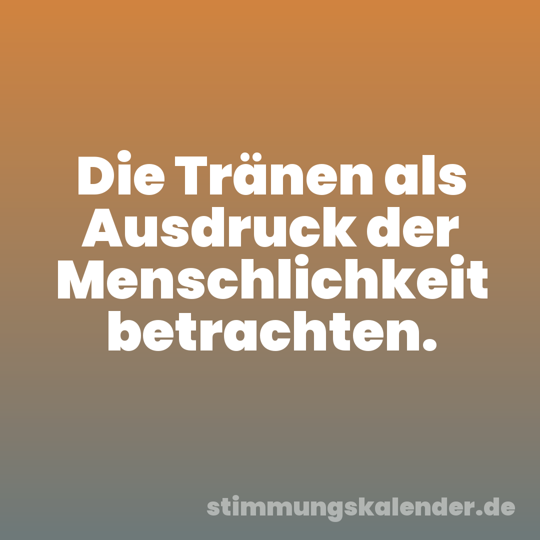 Die Tränen als Ausdruck der Menschlichkeit betrachten.