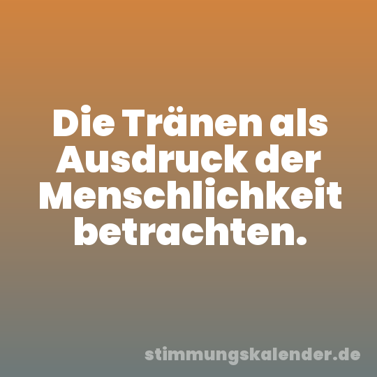 Die Tränen als Ausdruck der Menschlichkeit betrachten.