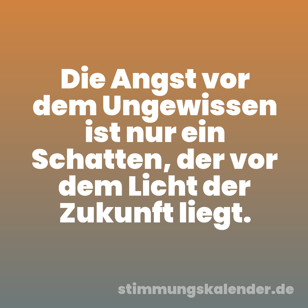 Die Angst vor dem Ungewissen ist nur ein Schatten, der vor dem Licht der Zukunft liegt.