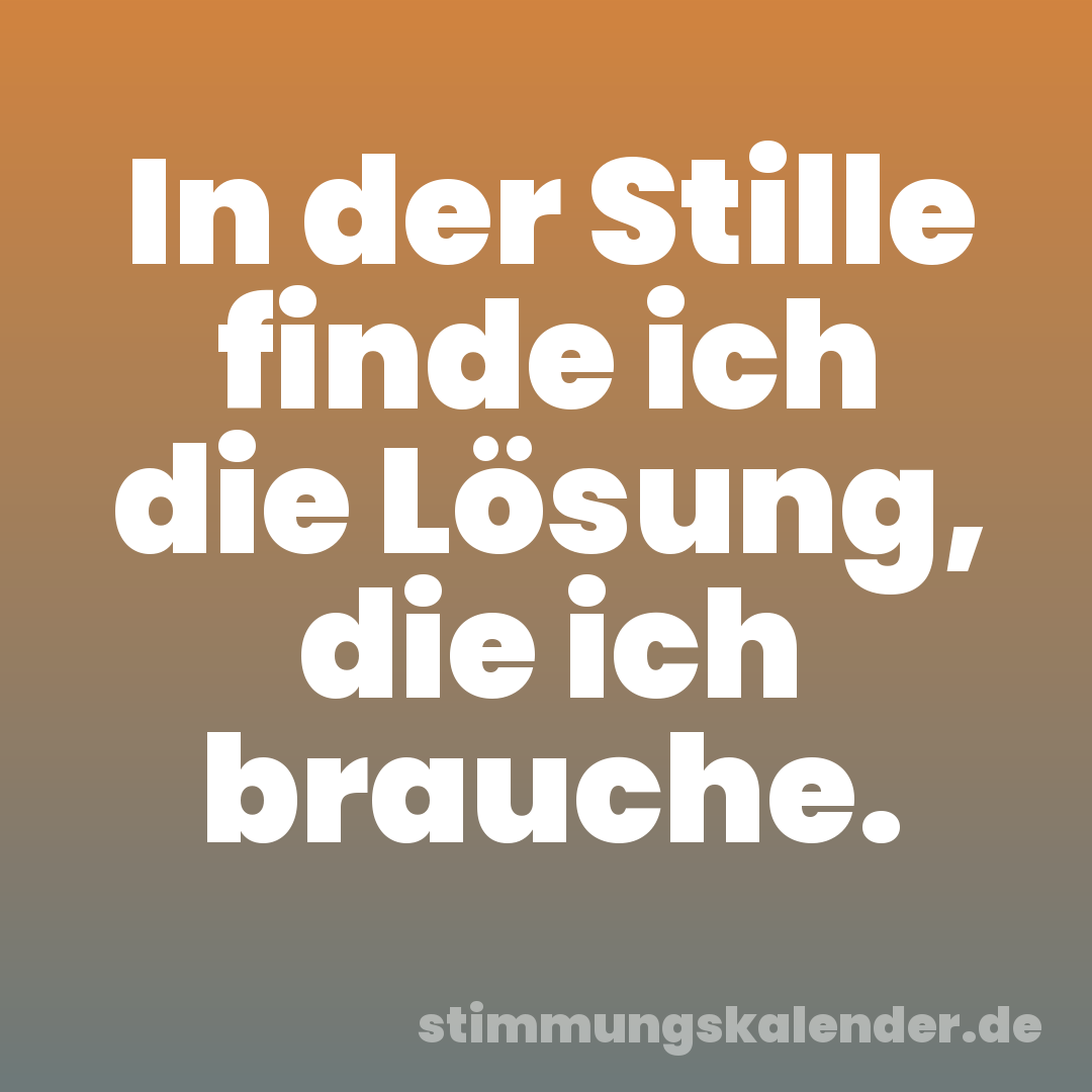 In der Stille finde ich die Lösung, die ich brauche.