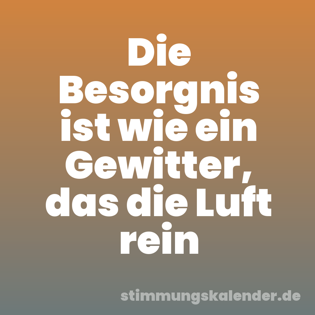 Die Besorgnis ist wie ein Gewitter, das die Luft rein