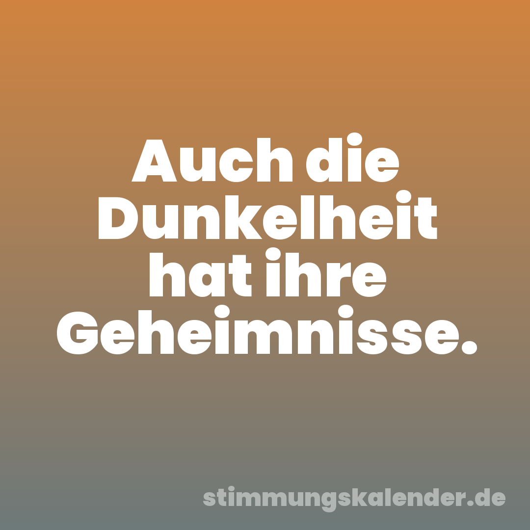 Auch die Dunkelheit hat ihre Geheimnisse.