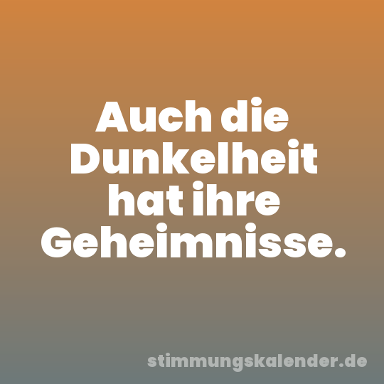 Auch die Dunkelheit hat ihre Geheimnisse.