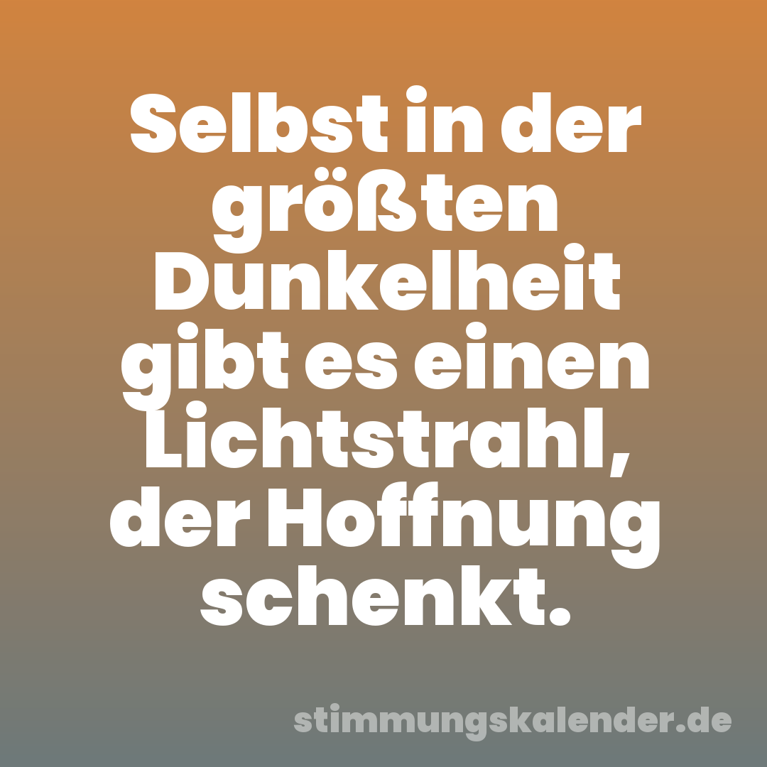 Selbst in der größten Dunkelheit gibt es einen Lichtstrahl, der Hoffnung schenkt.