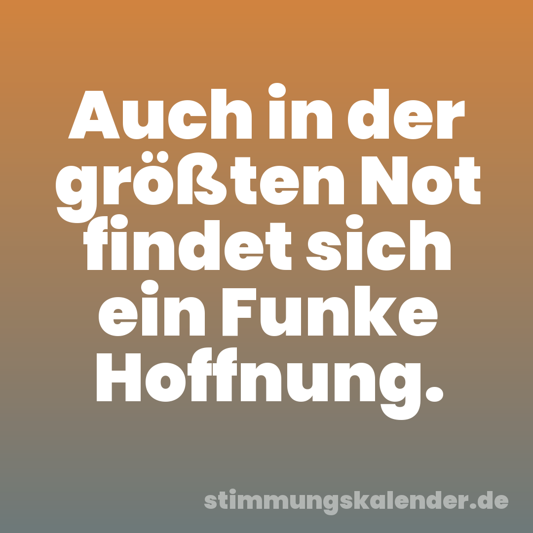 Auch in der größten Not findet sich ein Funke Hoffnung.