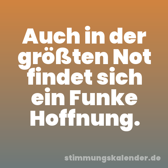 Auch in der größten Not findet sich ein Funke Hoffnung.