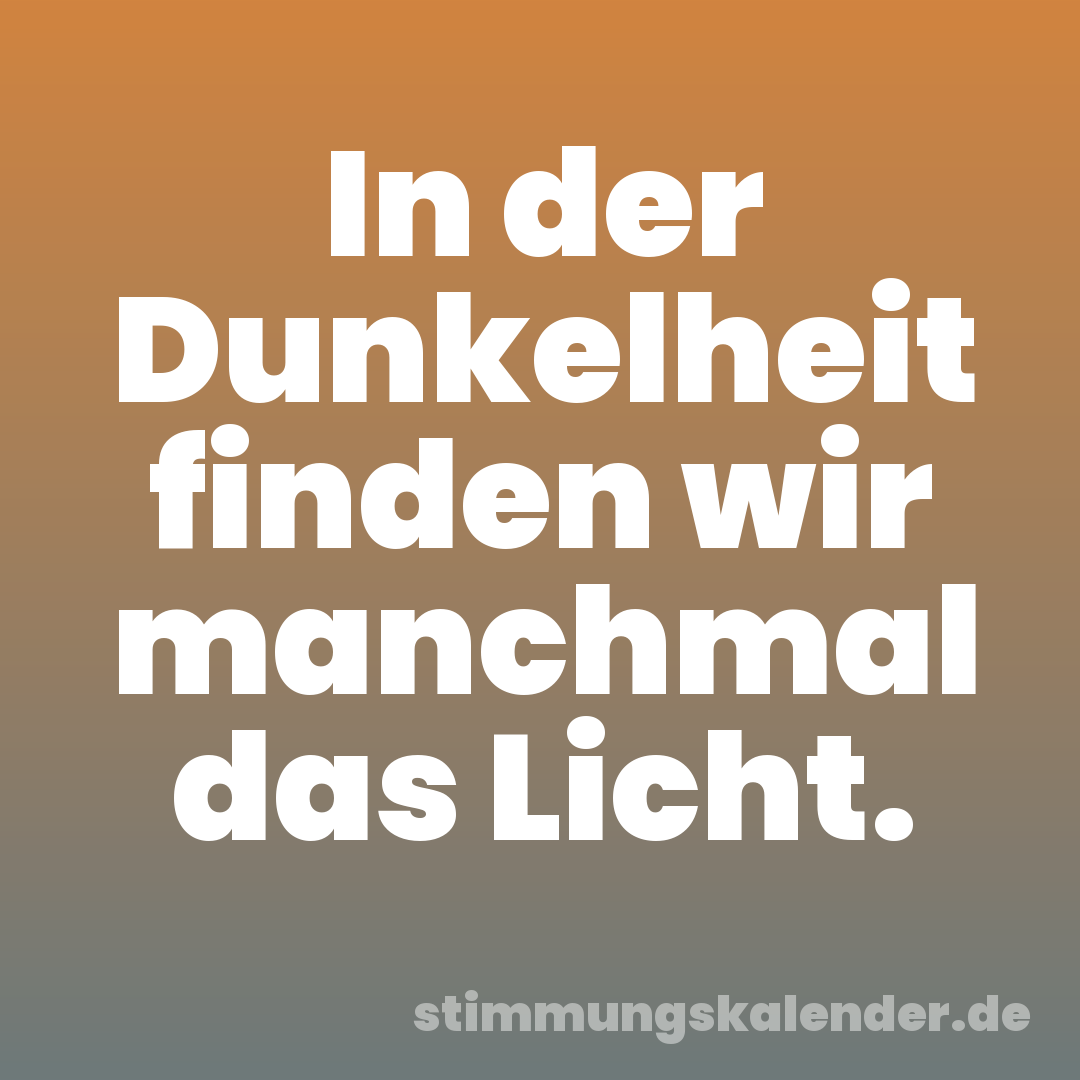 In der Dunkelheit finden wir manchmal das Licht.