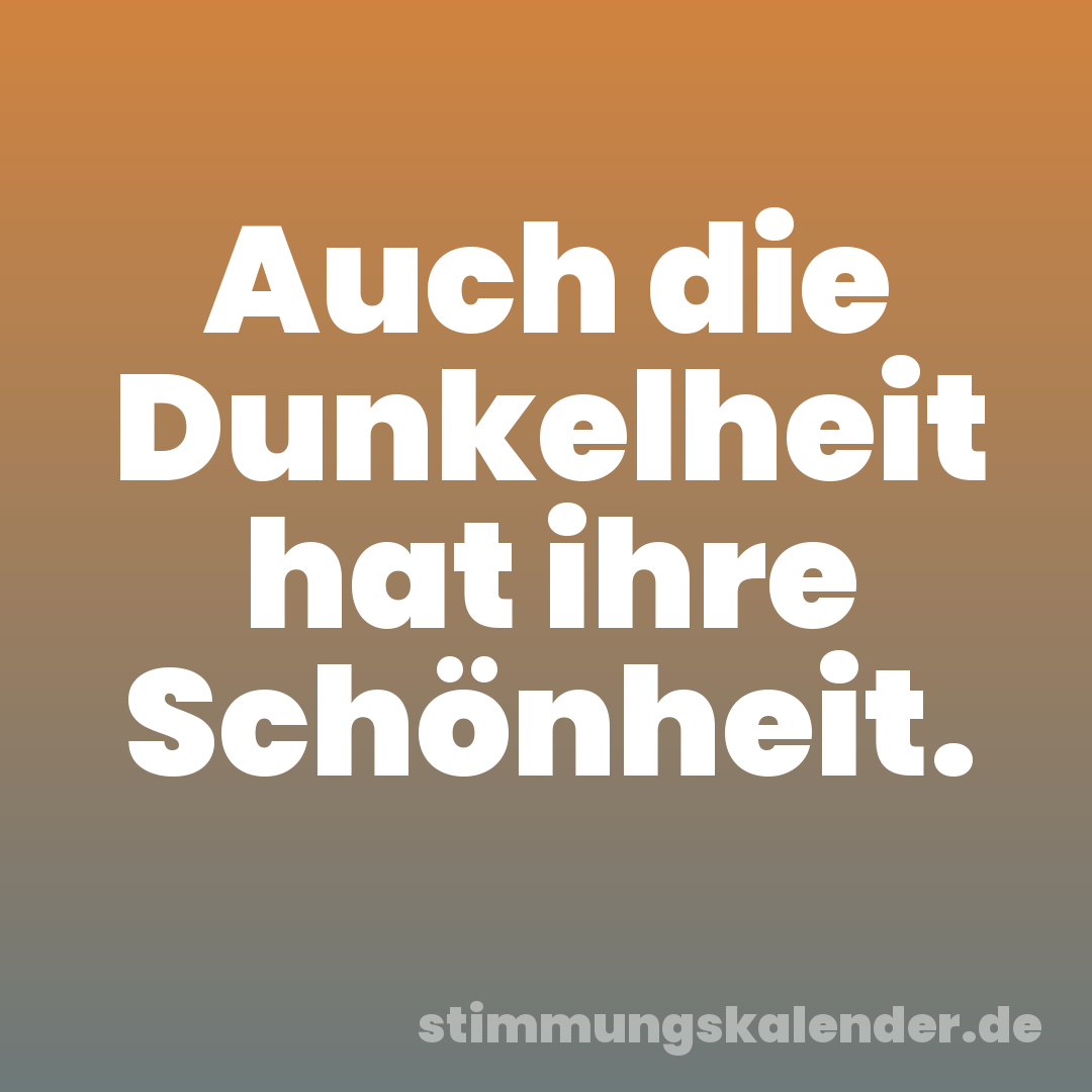 Auch die Dunkelheit hat ihre Schönheit.