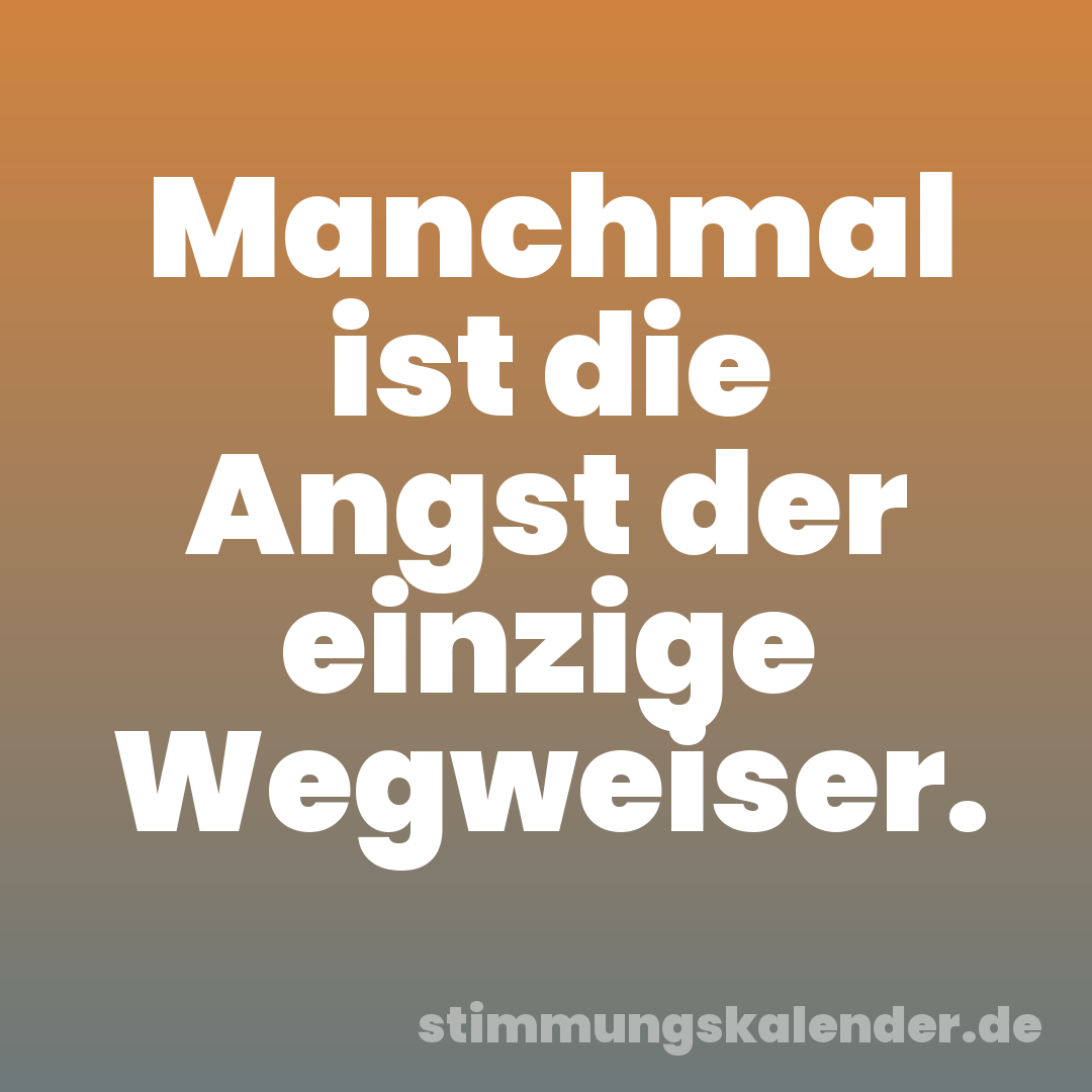 Manchmal ist die Angst der einzige Wegweiser.