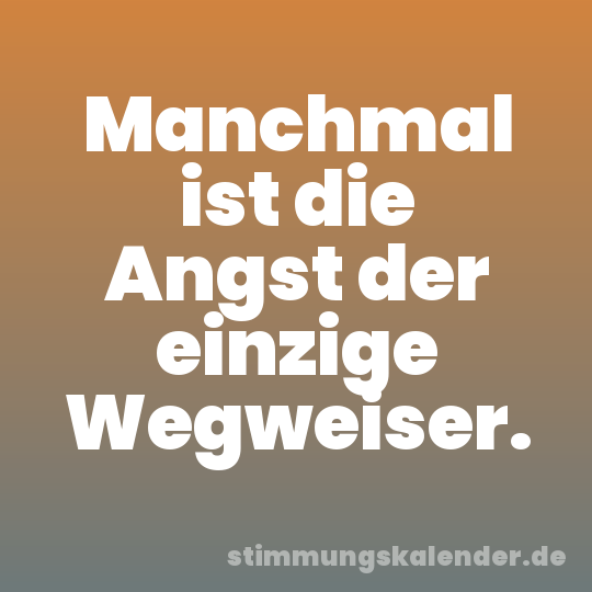 Manchmal ist die Angst der einzige Wegweiser.