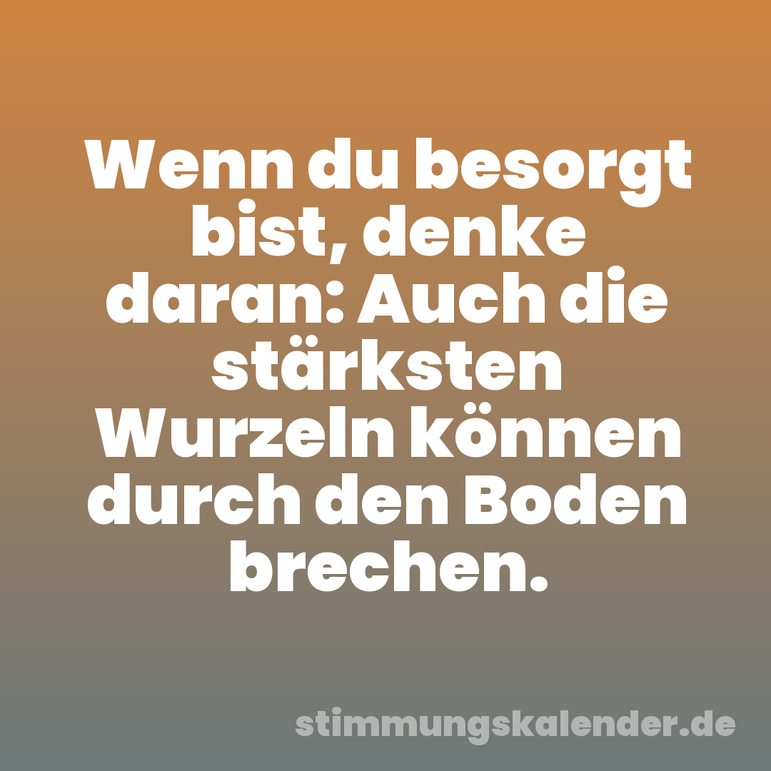 Wenn du besorgt bist, denke daran: Auch die stärksten Wurzeln können durch den Boden brechen.