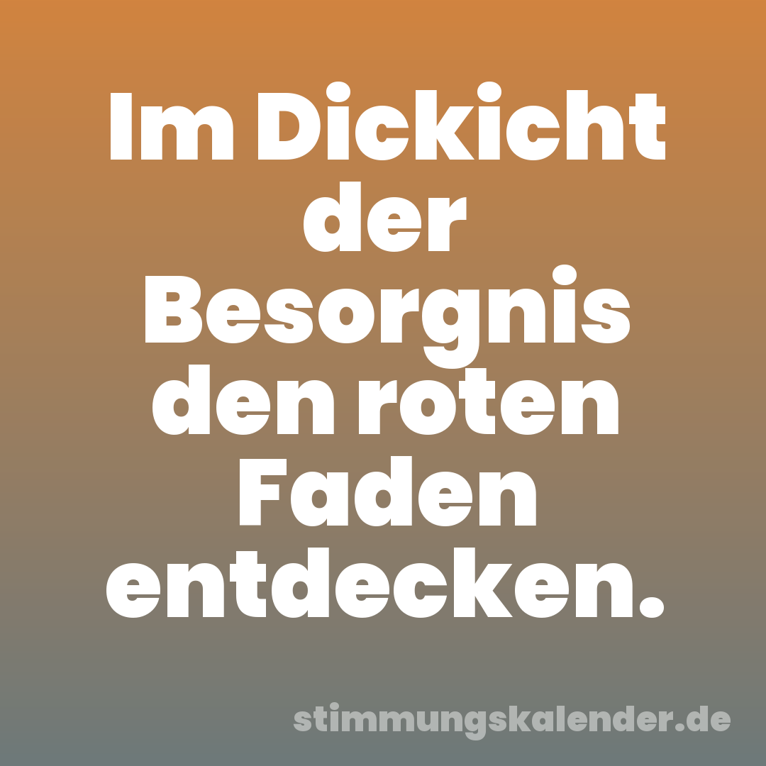 Im Dickicht der Besorgnis den roten Faden entdecken.