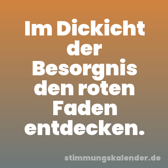 Im Dickicht der Besorgnis den roten Faden entdecken.