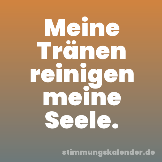 Meine Tränen reinigen meine Seele.