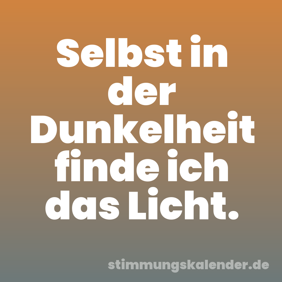Selbst in der Dunkelheit finde ich das Licht.