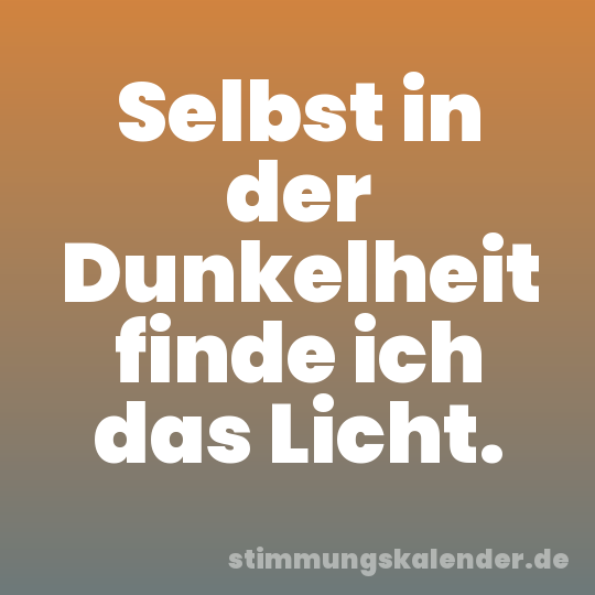 Selbst in der Dunkelheit finde ich das Licht.