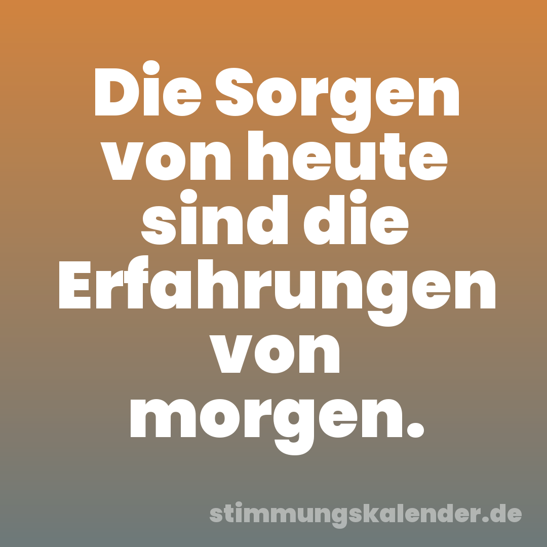 Die Sorgen von heute sind die Erfahrungen von morgen.