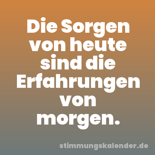 Die Sorgen von heute sind die Erfahrungen von morgen.