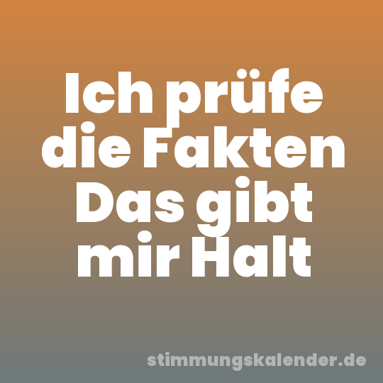 Ich prüfe die Fakten Das gibt mir Halt