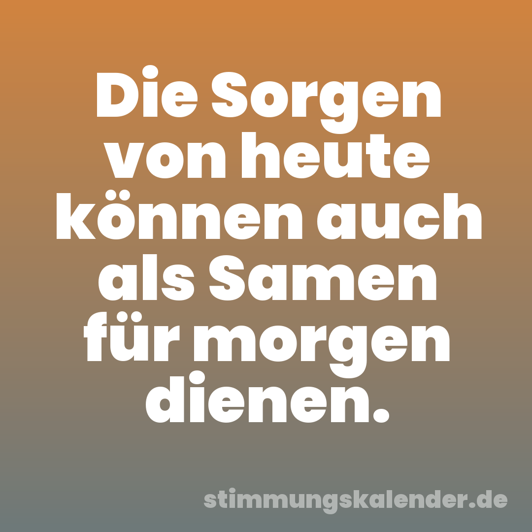 Die Sorgen von heute können auch als Samen für morgen dienen.