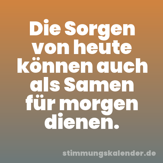 Die Sorgen von heute können auch als Samen für morgen dienen.