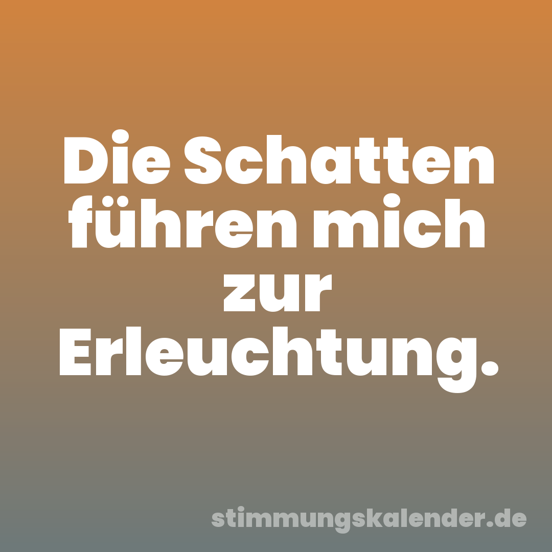 Die Schatten führen mich zur Erleuchtung.