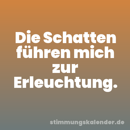 Die Schatten führen mich zur Erleuchtung.