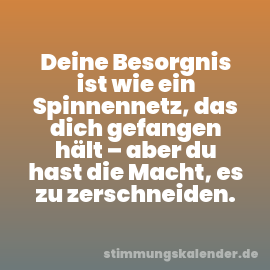 Deine Besorgnis ist wie ein Spinnennetz, das dich gefangen hält – aber du hast die Macht, es zu zerschneiden.