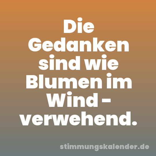 Die Gedanken sind wie Blumen im Wind - verwehend.