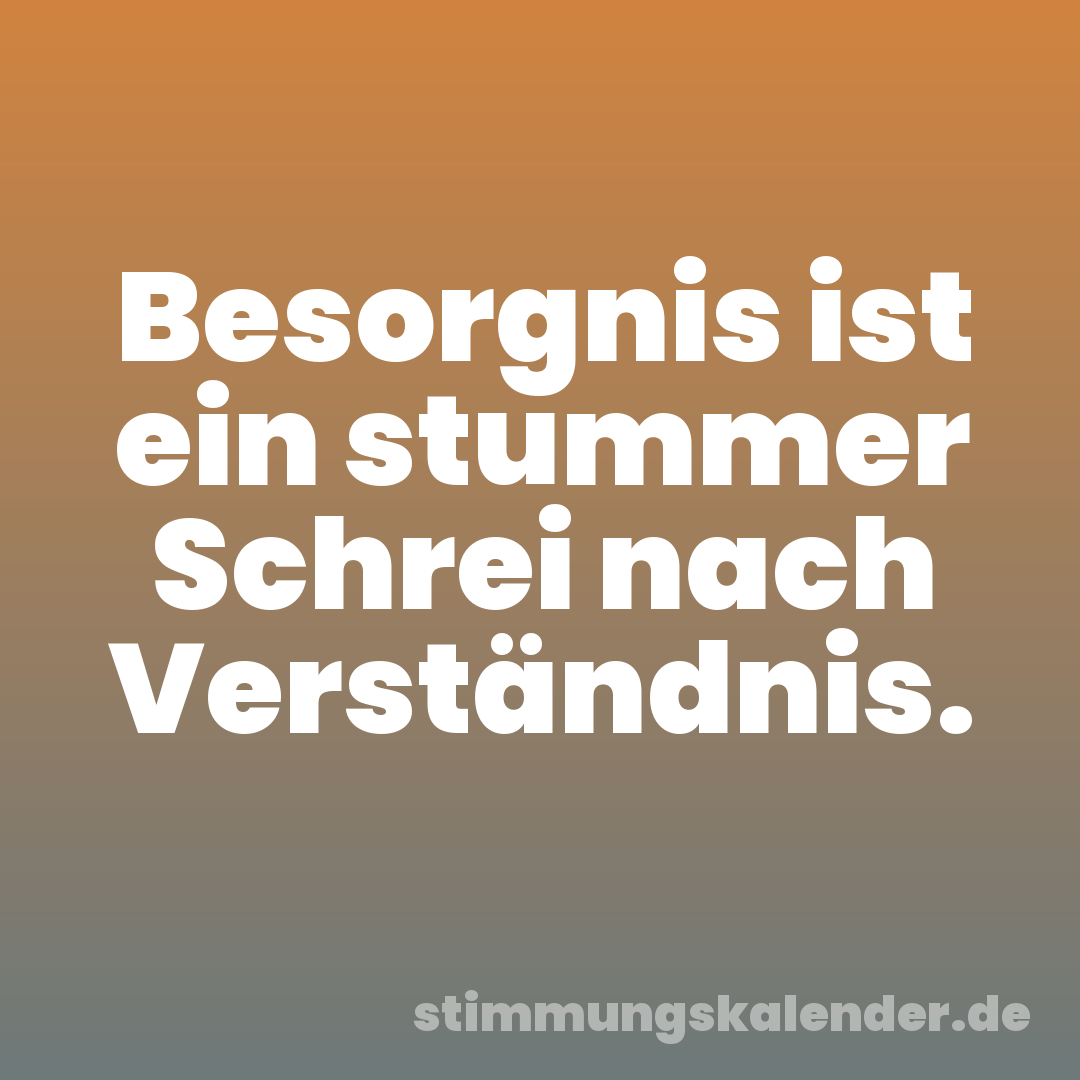 Besorgnis ist ein stummer Schrei nach Verständnis.