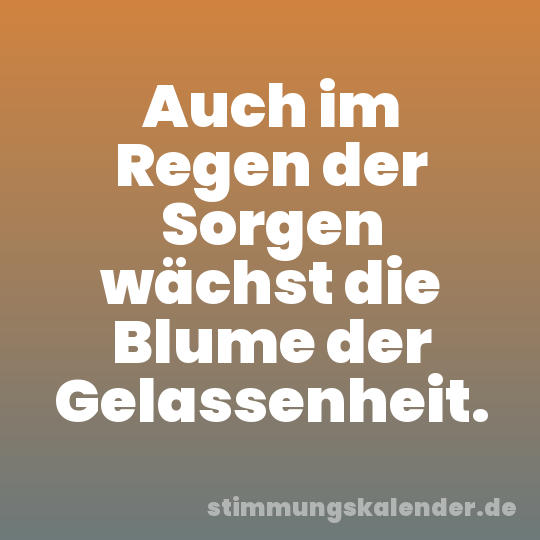 Auch im Regen der Sorgen wächst die Blume der Gelassenheit.