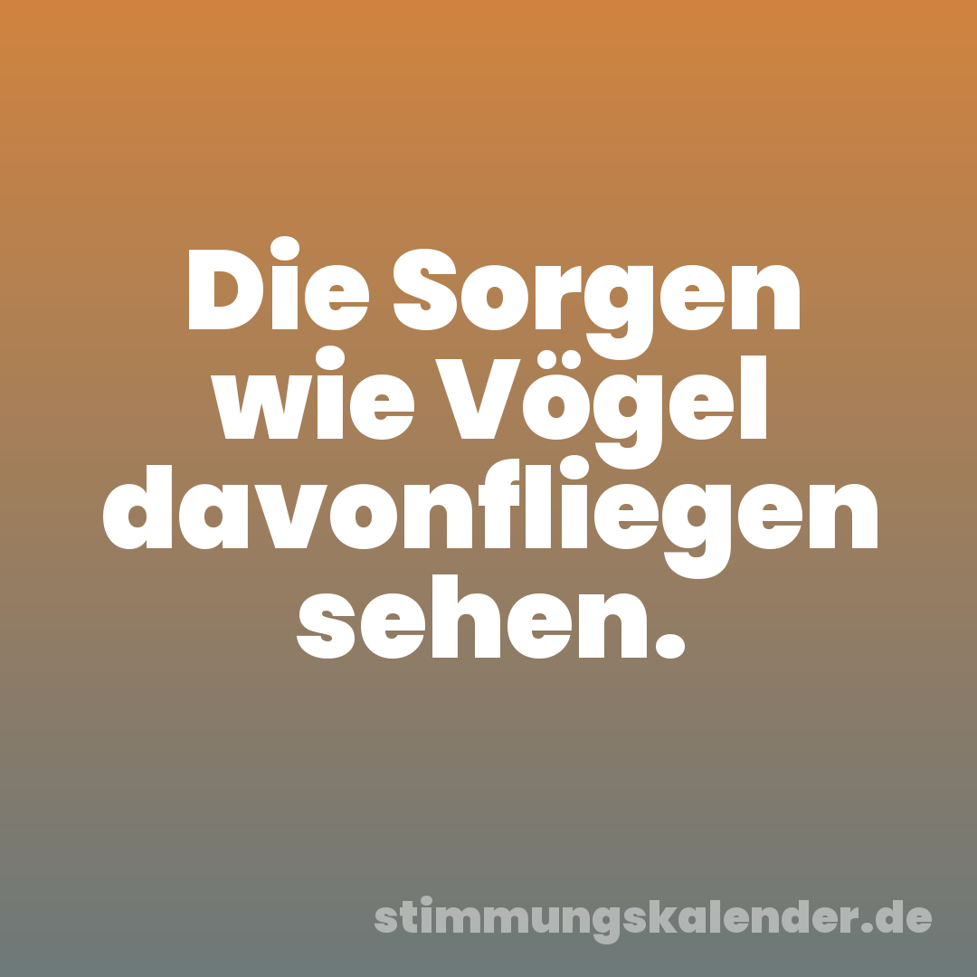 Die Sorgen wie Vögel davonfliegen sehen.