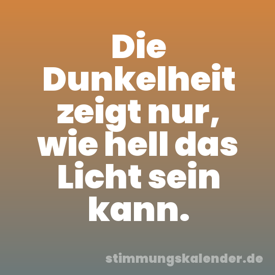 Die Dunkelheit zeigt nur, wie hell das Licht sein kann.