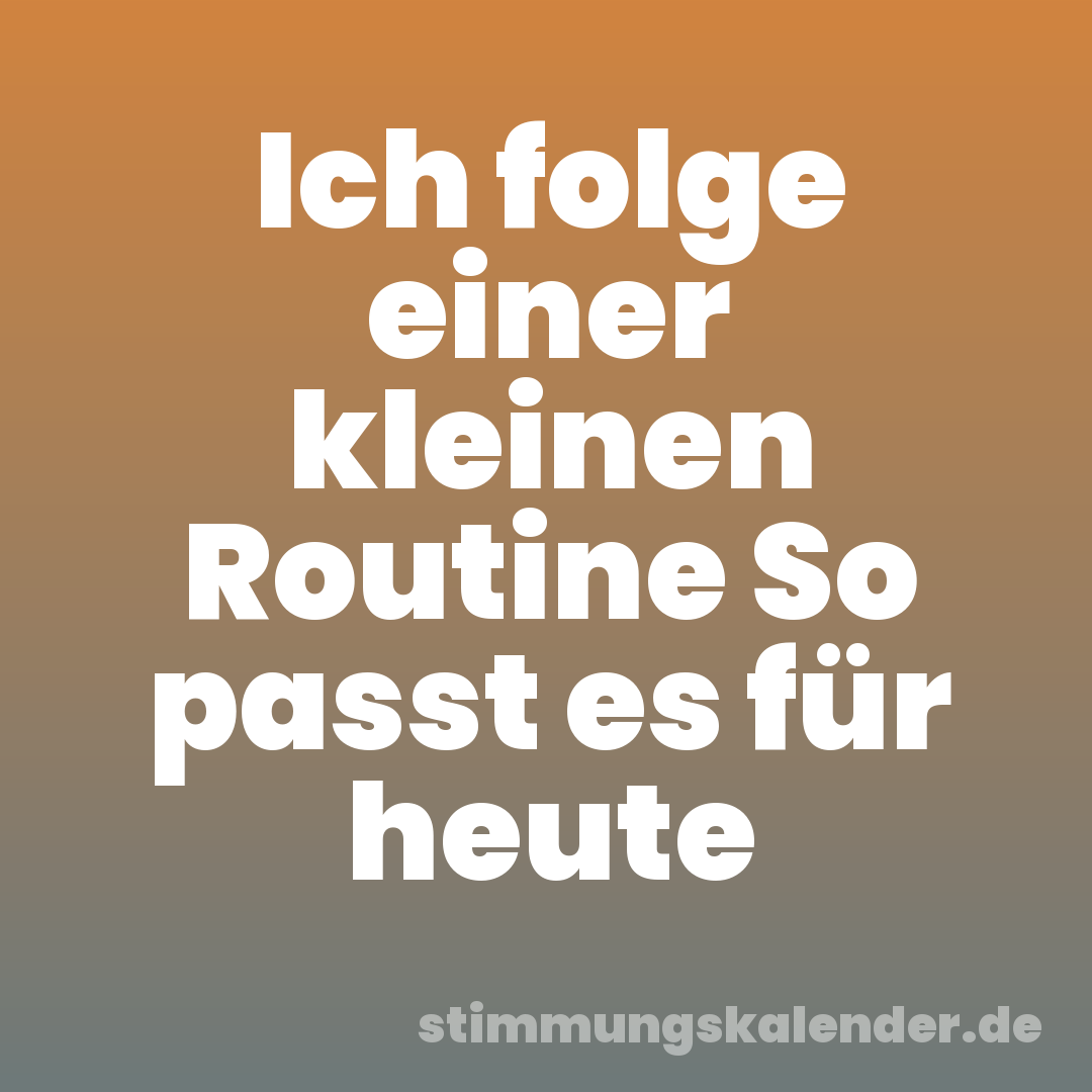 Ich folge einer kleinen Routine So passt es für heute