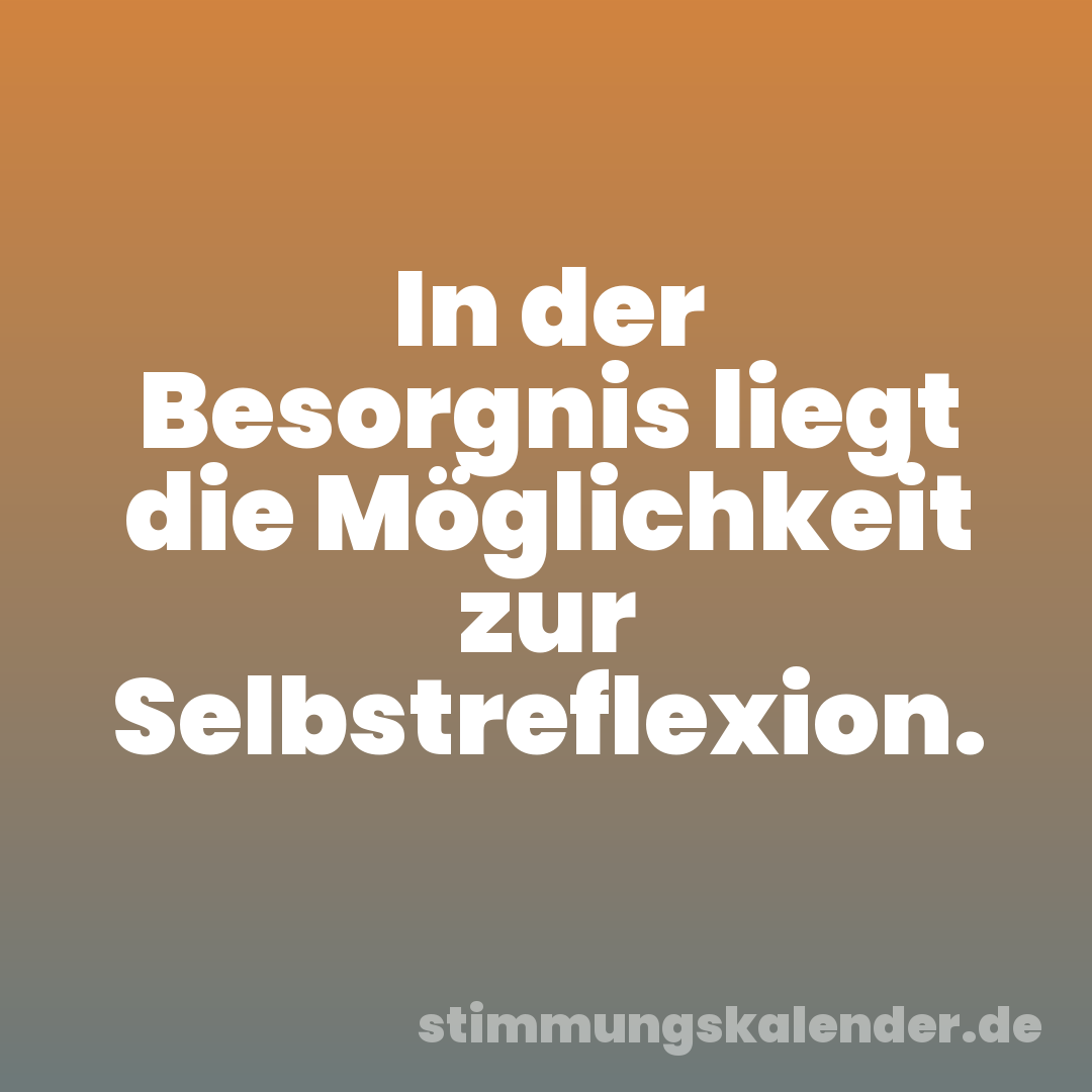 In der Besorgnis liegt die Möglichkeit zur Selbstreflexion.