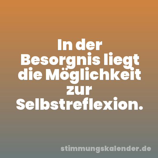 In der Besorgnis liegt die Möglichkeit zur Selbstreflexion.