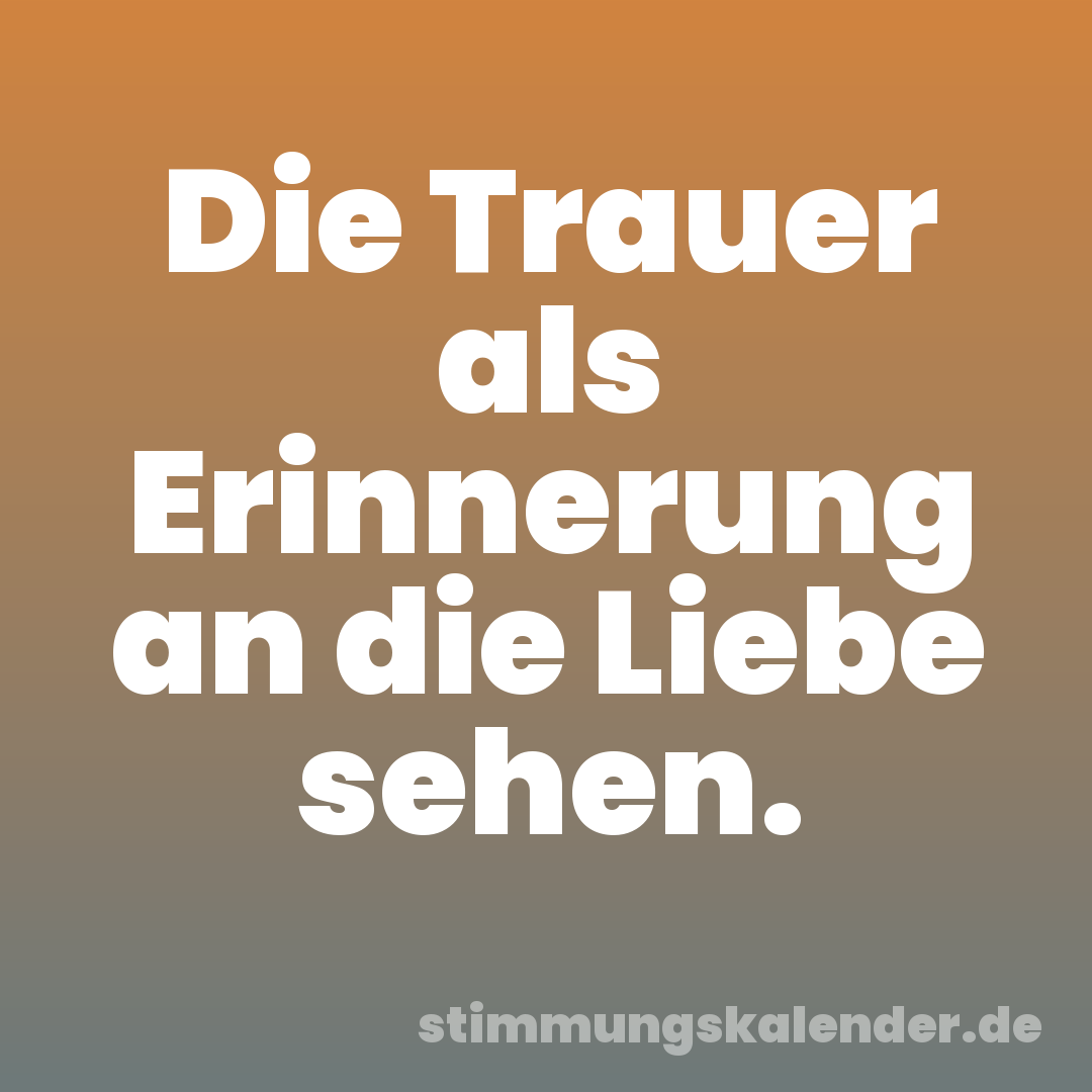 Die Trauer als Erinnerung an die Liebe sehen.