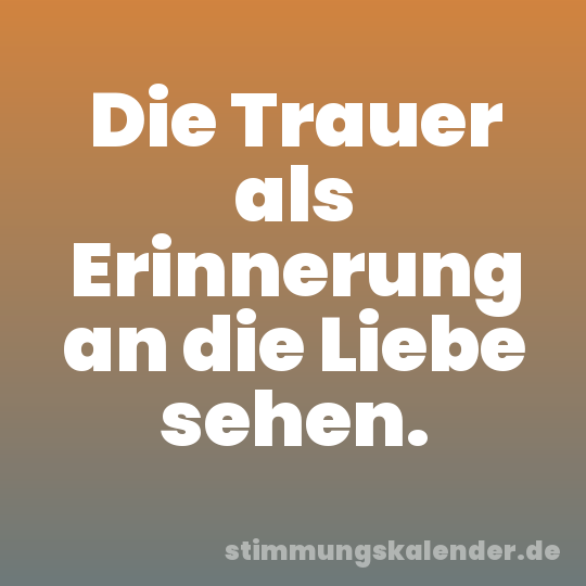 Die Trauer als Erinnerung an die Liebe sehen.