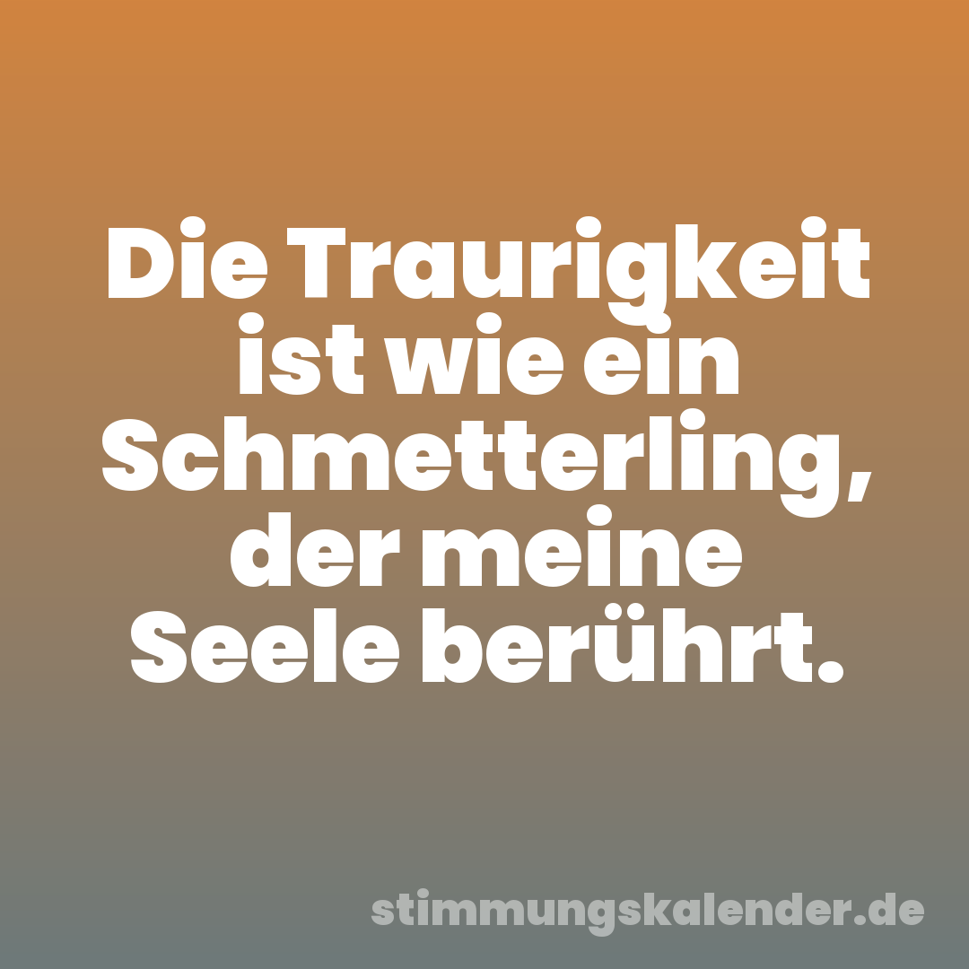 Die Traurigkeit ist wie ein Schmetterling, der meine Seele berührt.