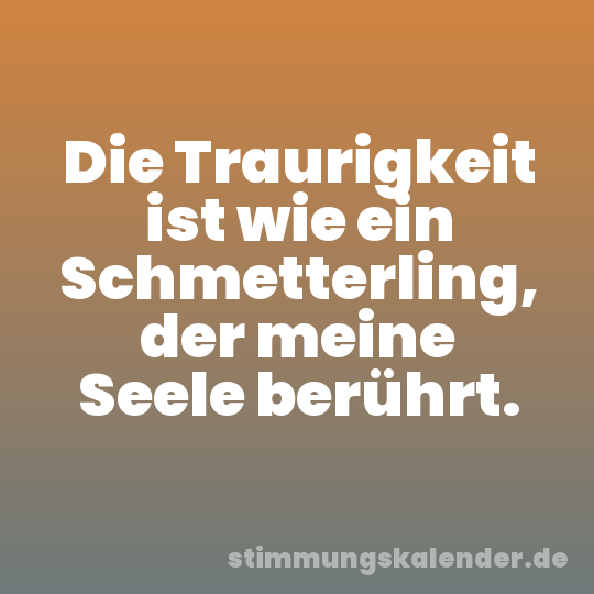 Die Traurigkeit ist wie ein Schmetterling, der meine Seele berührt.
